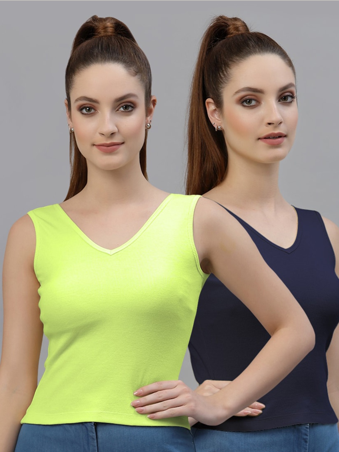 

Friskers Pack of 2 Cotton Tops, Green