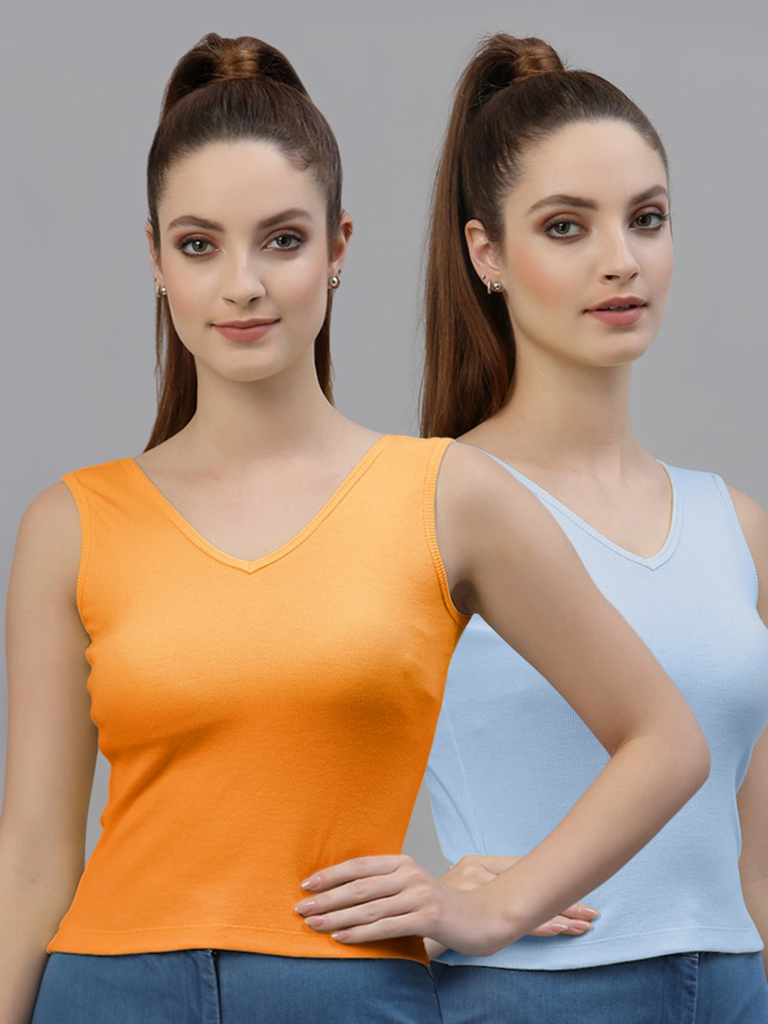 

Friskers Pack Of 2 Fitted Cotton Tops, Orange