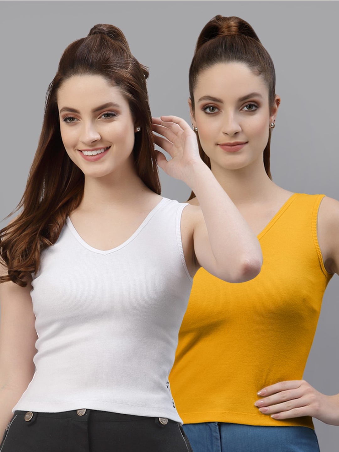 

Friskers Pack of 2 Cotton Fitted Tops, White
