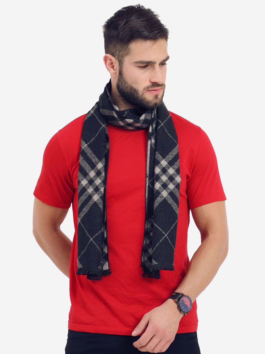 

FabSeasons Unisex Black & Brown Checked Scarf