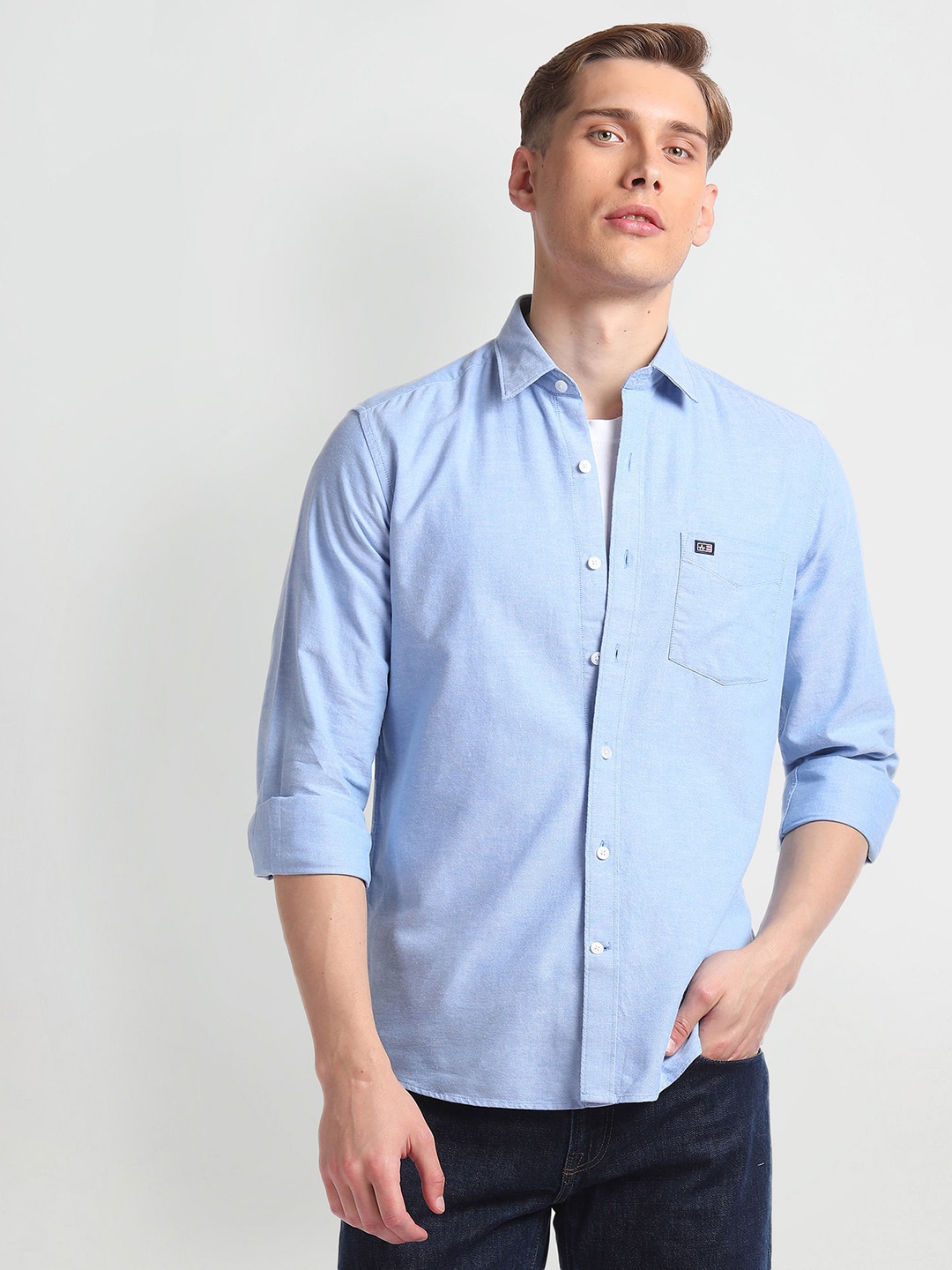 

Arrow Sport Men Cotton Oxford Slim Fit Casual Shirt, Blue