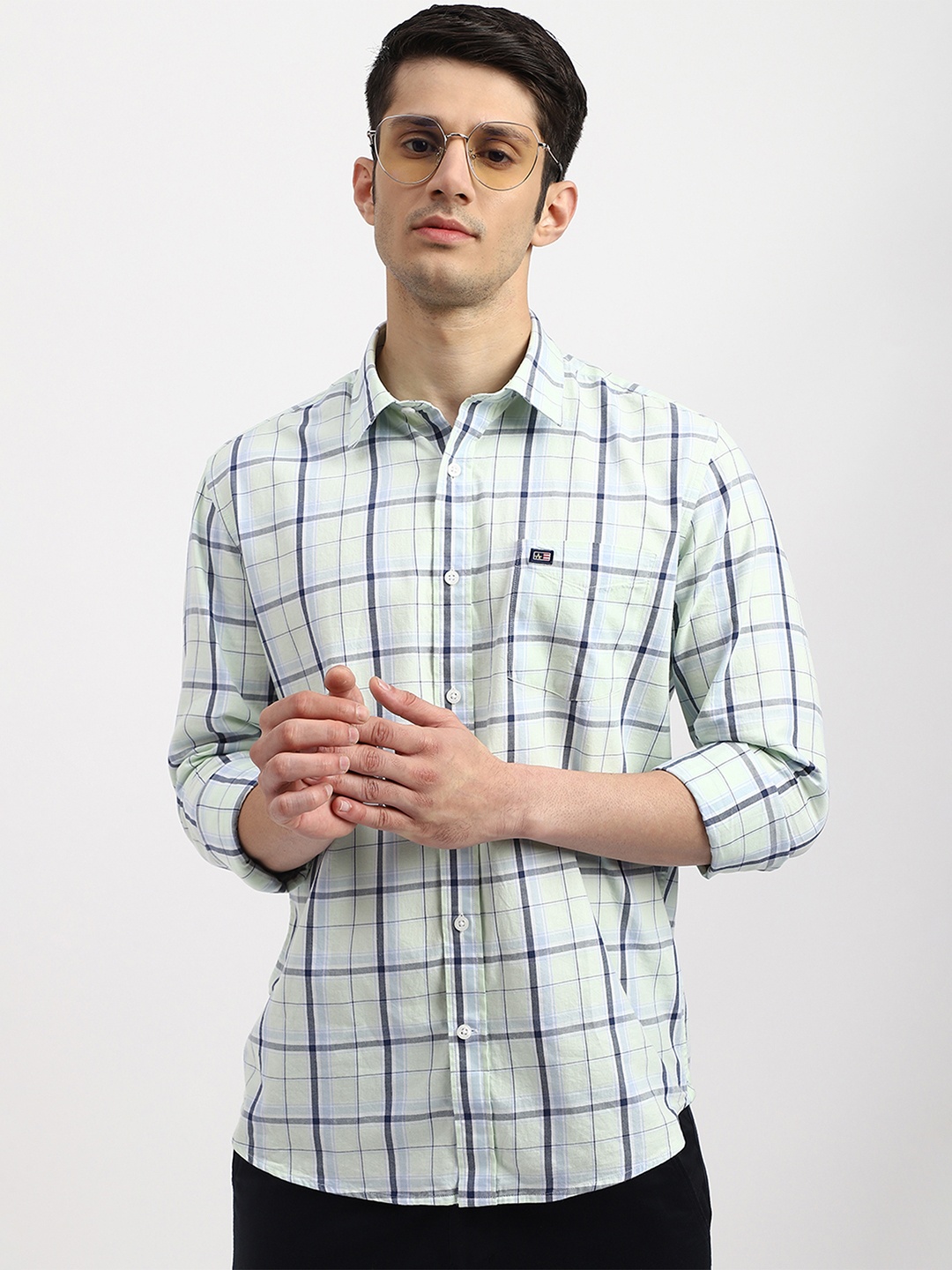 

Arrow Sport Men Green Plaid Slim Fit Casual Shirt with Patch Pocket