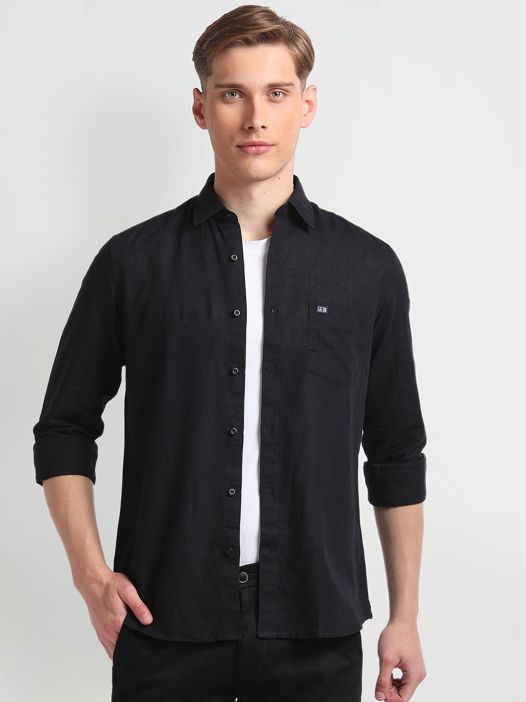 

Arrow Sport Men Pure Cotton Slim Fit Casual Shirt, Black