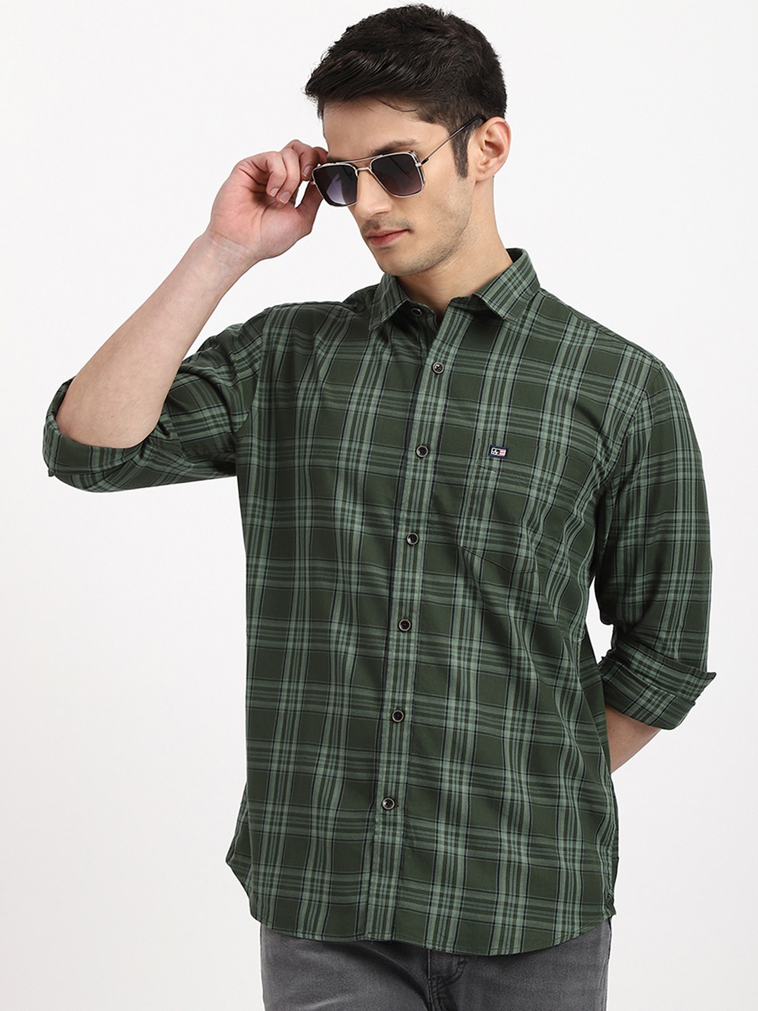 

Arrow Sport Men Slim Fit Cotton Tartan Checked Twill Casual Shirt, Green