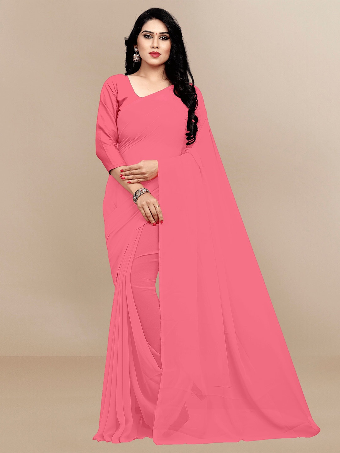 

Sidhidata Pink Pure Georgette Saree