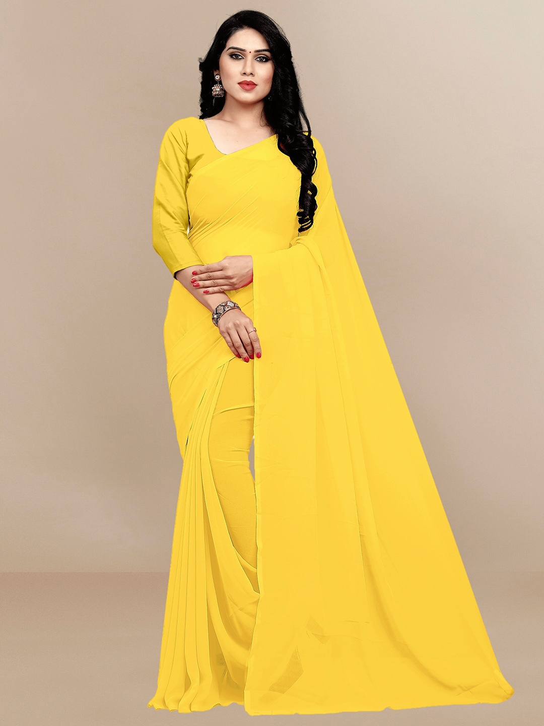 

Sidhidata Pure Georgette Saree, Yellow