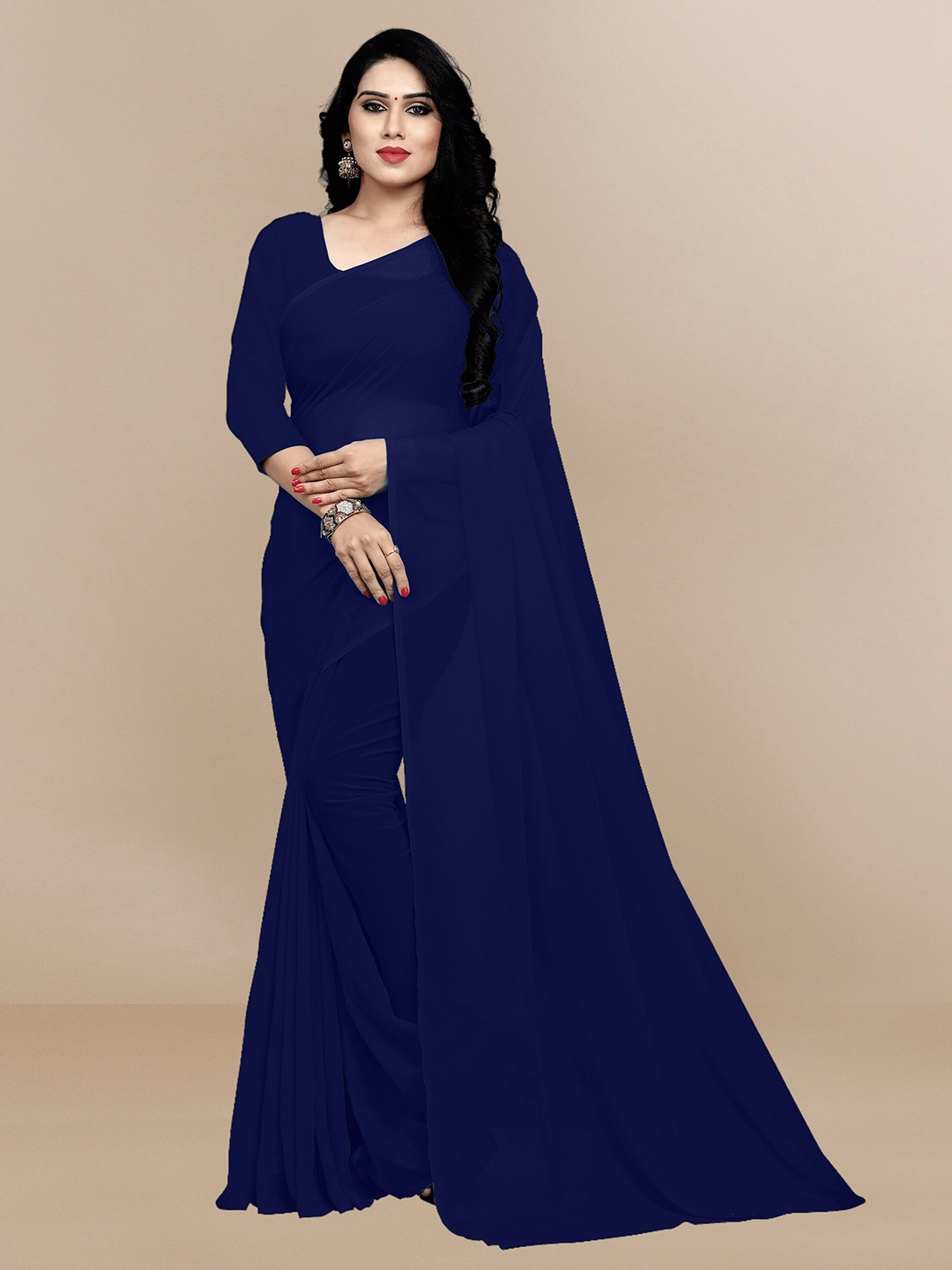 

Sidhidata Navy Blue Pure Georgette Saree