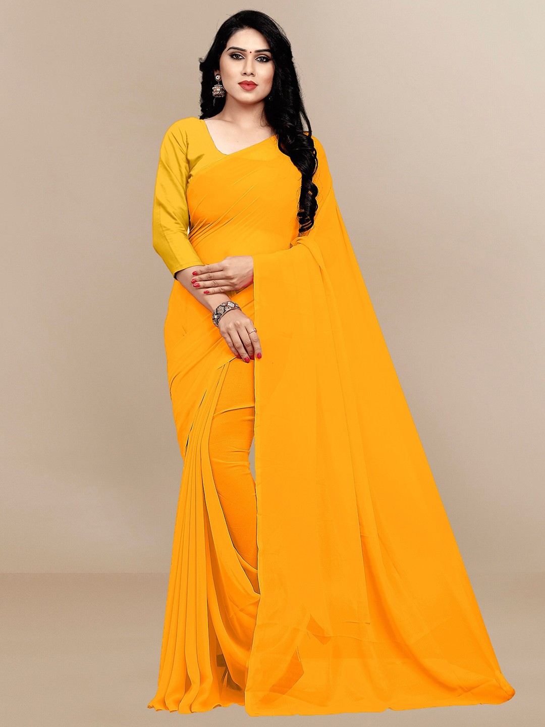 

Sidhidata Gold-Toned Pure Georgette Saree