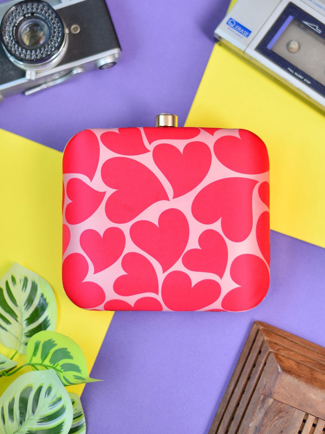 

ARTKLIM Women Printed Fabric Box Clutch, Pink