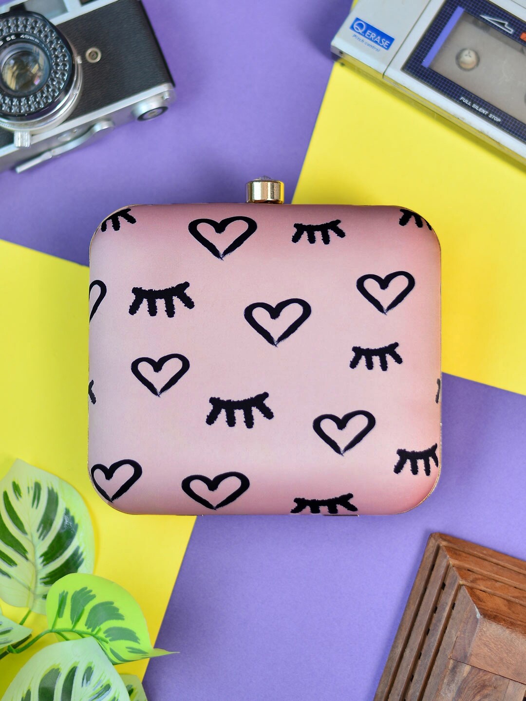 

ARTKLIM Women Printed Fabric Box Clutch, Peach