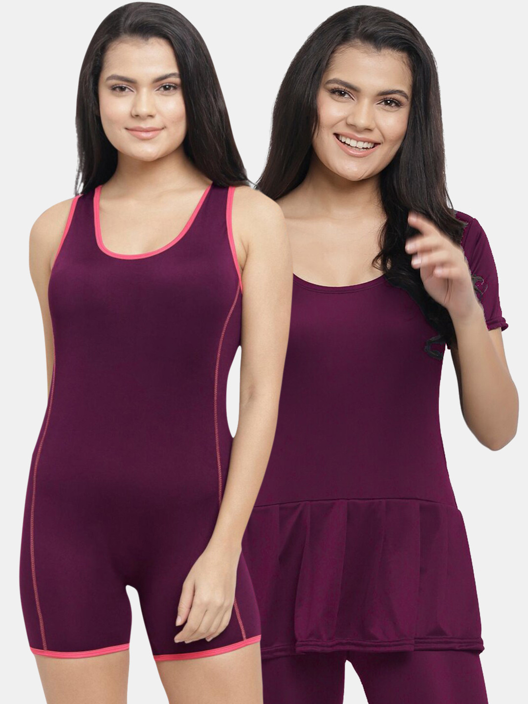 

N-Gal Women Pack Of 2 Padded One Piece Swimsuits, Purple