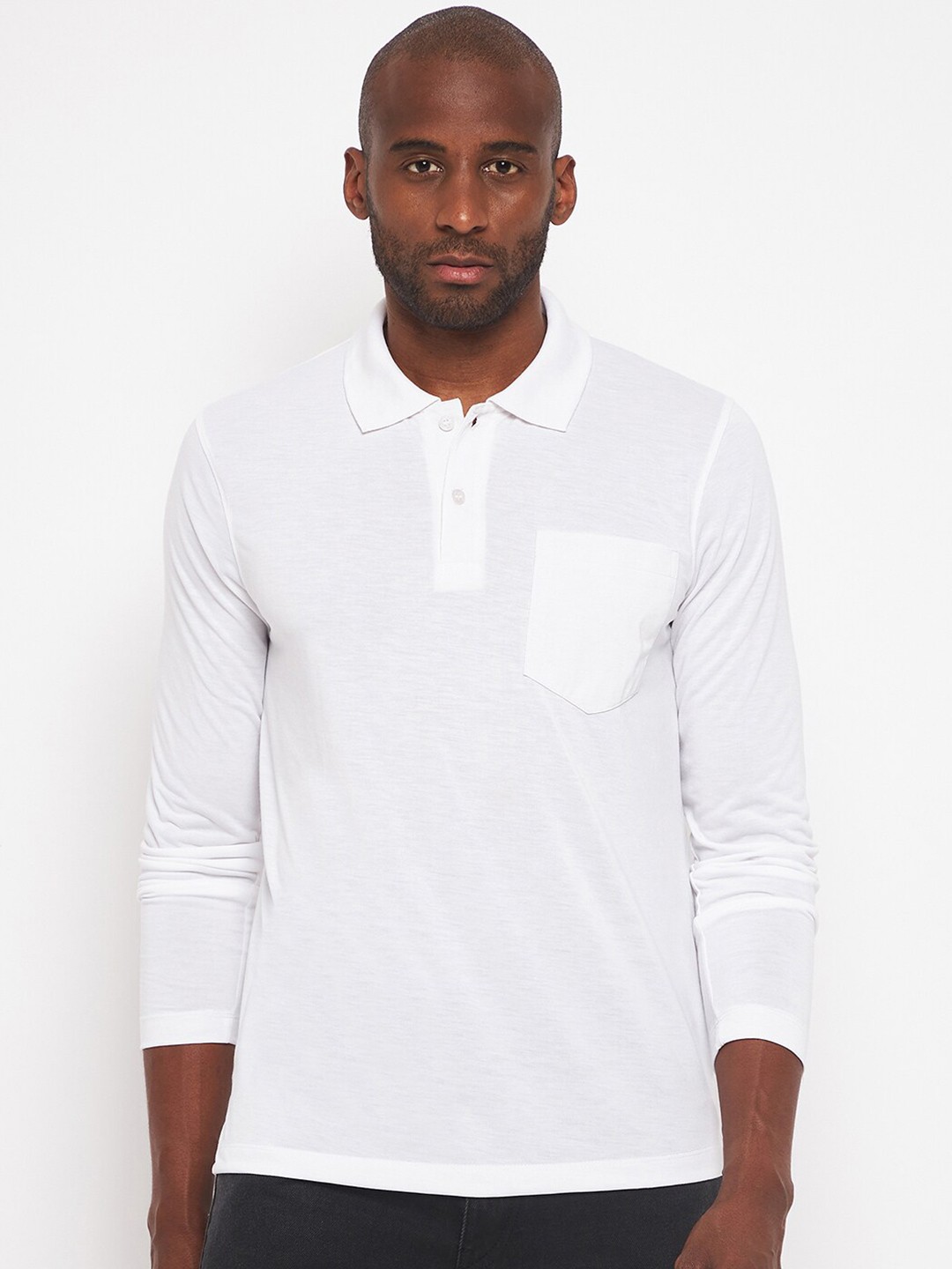 

Adobe Men Polo Collar Cotton T-shirt, White