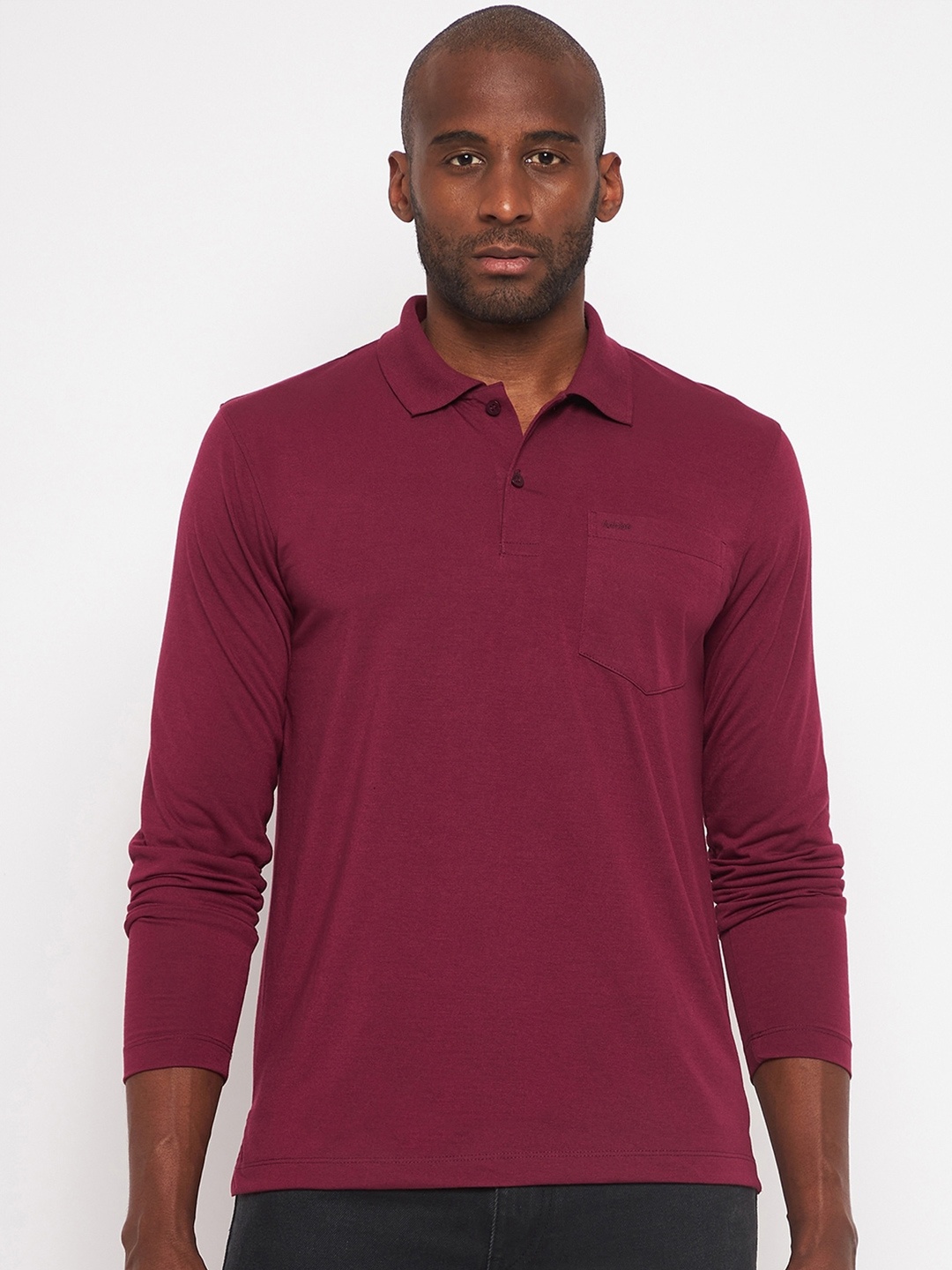 

Adobe Men Polo Collar Long Sleeve T-shirt, Burgundy