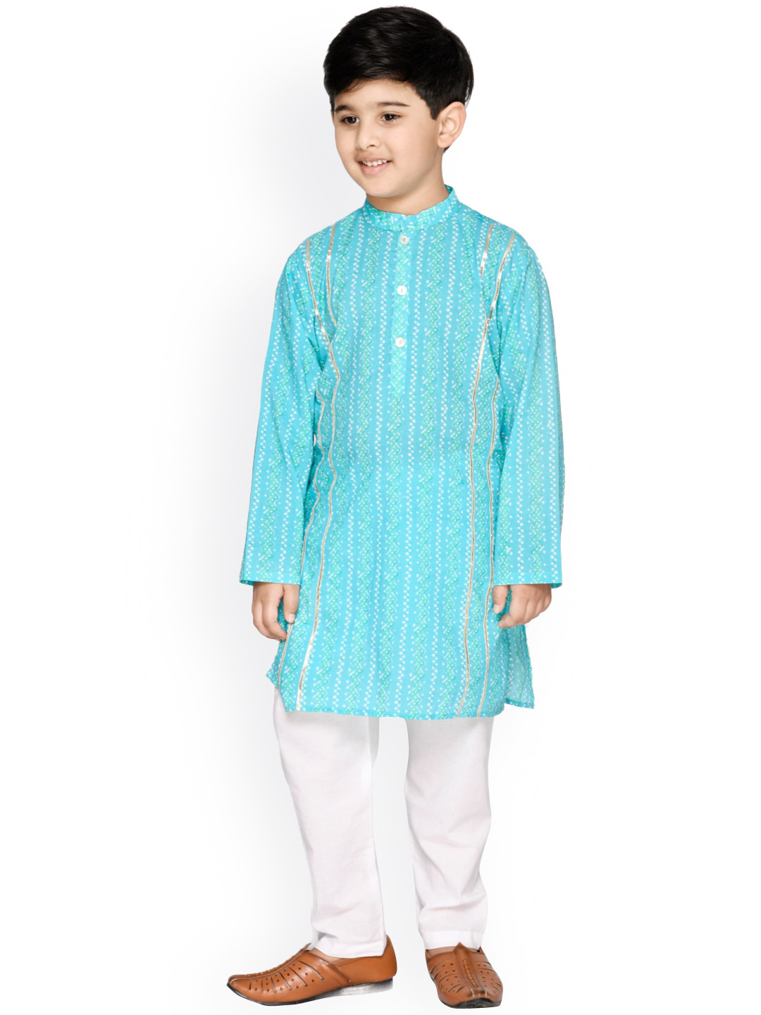 

SAKA DESIGNS Boys Bandhani Printed Pure Cotton Kurta with Pyjamas, Blue