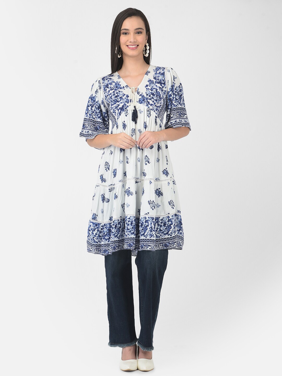 

VELDRESS White Ethnic Motifs Dress