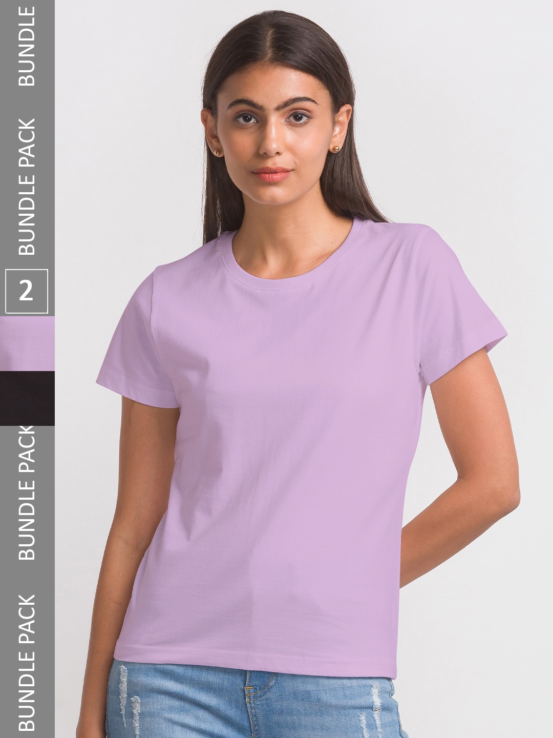 

FashionRack Women Black & Lavender 2 T-shirt