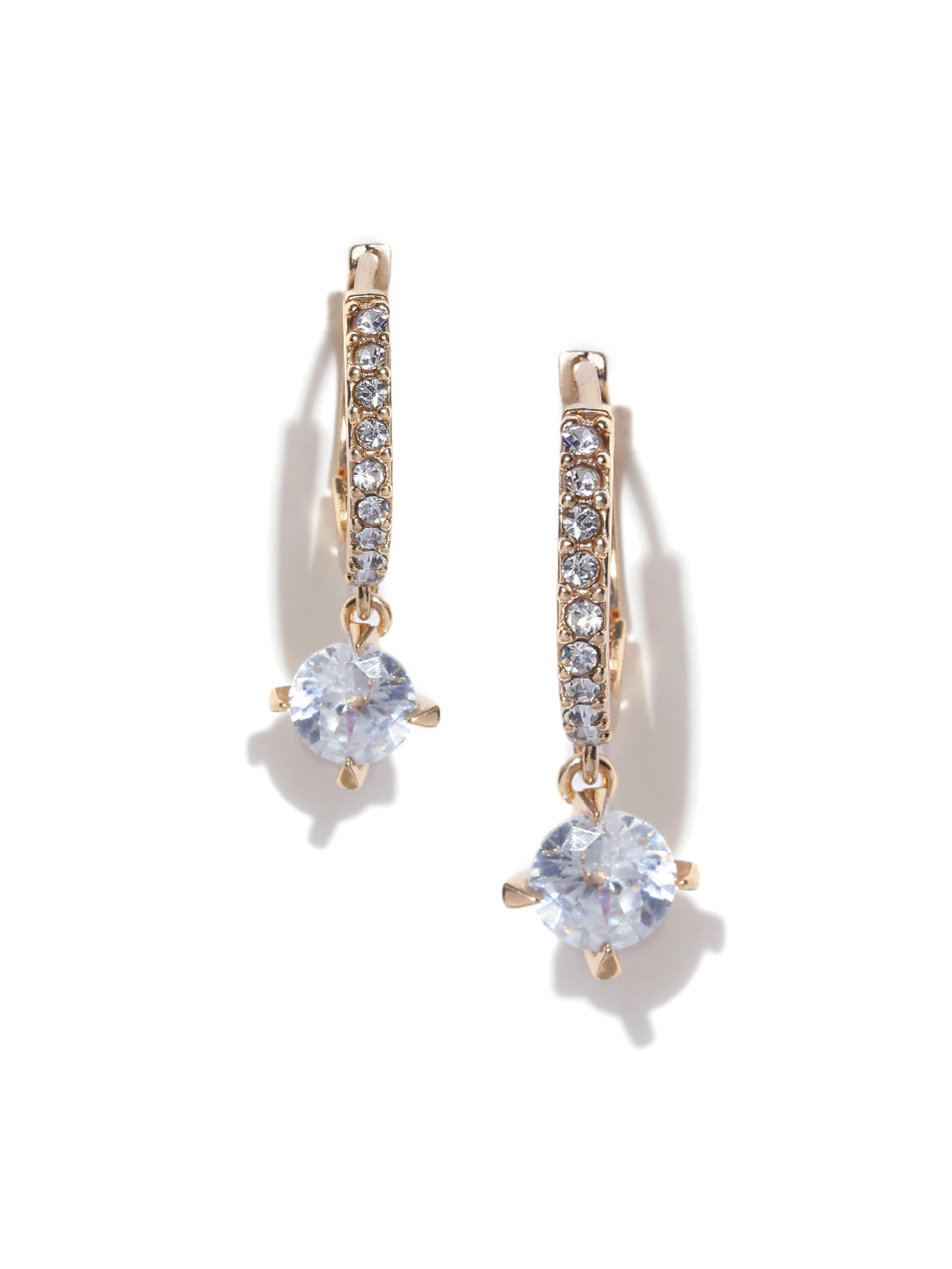 

OOMPH Gold-Toned CZ Stone-Studded Hoop Earrings