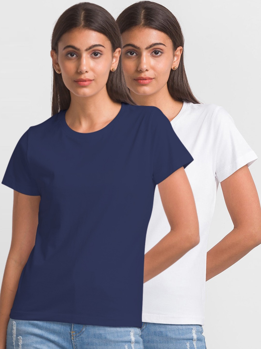 

FashionRack Women Pack Of 2 Cotton T-shirt, White