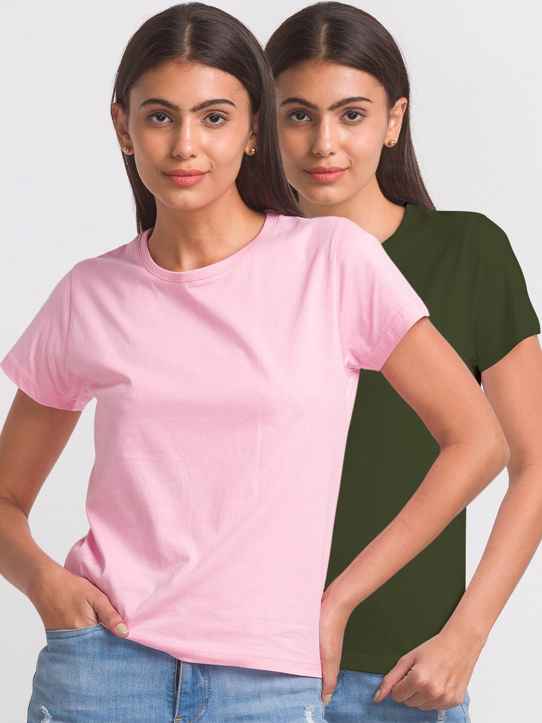 

FashionRack Women Pack Of 2 Cotton Lounge T-shirts, Pink