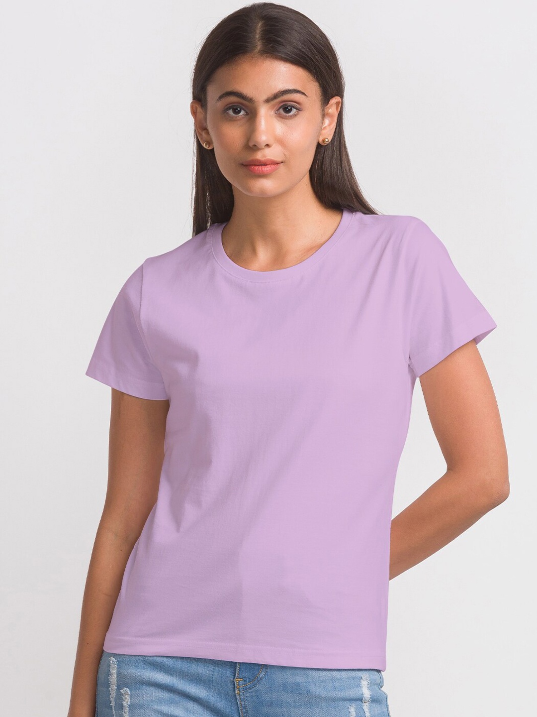 

FashionRack Women Round Neck Cotton T- shirt, Lavender