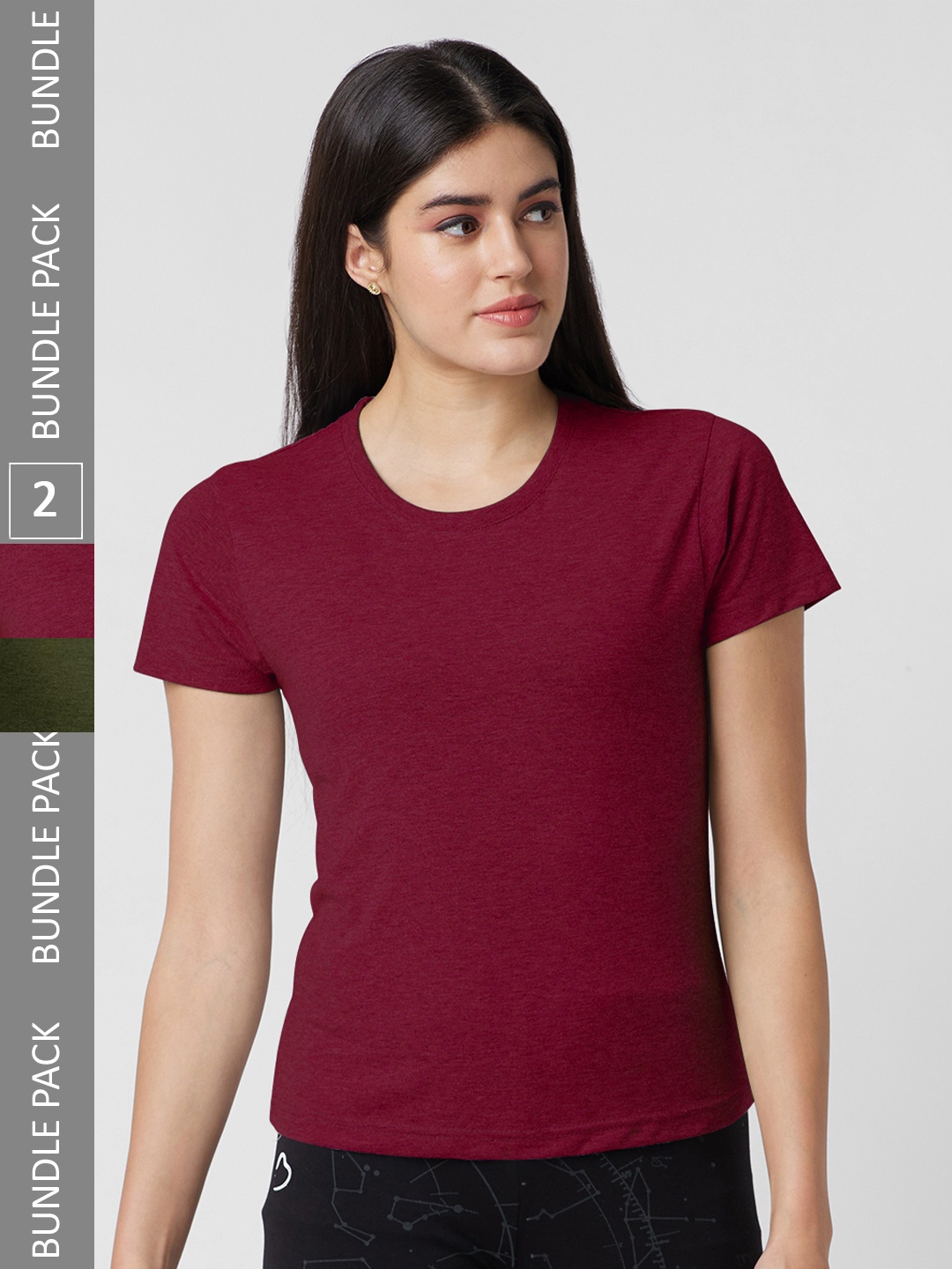 

FashionRack Pack of 2 Pure Cotton T-shirts, Maroon