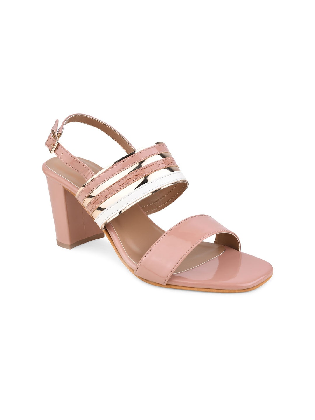 

DressBerry Women Colourblocked Block Heels, Nude