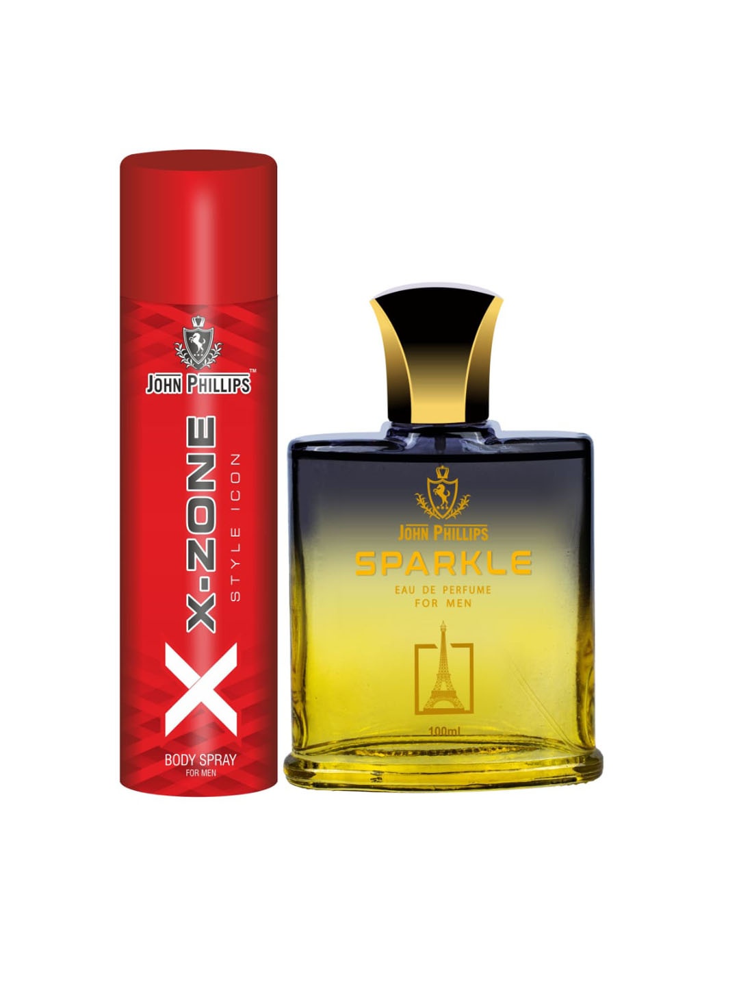 

JOHN PHILLIPS Men Set Of Sparkle Eau De Parfum 100ml & XX-Zone Deodorant 90ml, Gold