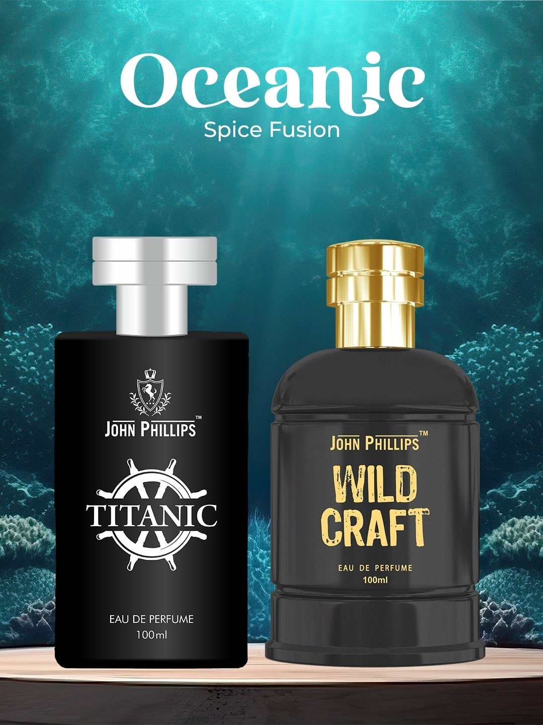 

JOHN PHILLIPS Set Of 2 Eau De Parfum - Men Wildcraft 100ml & Titanic 100ml, Black