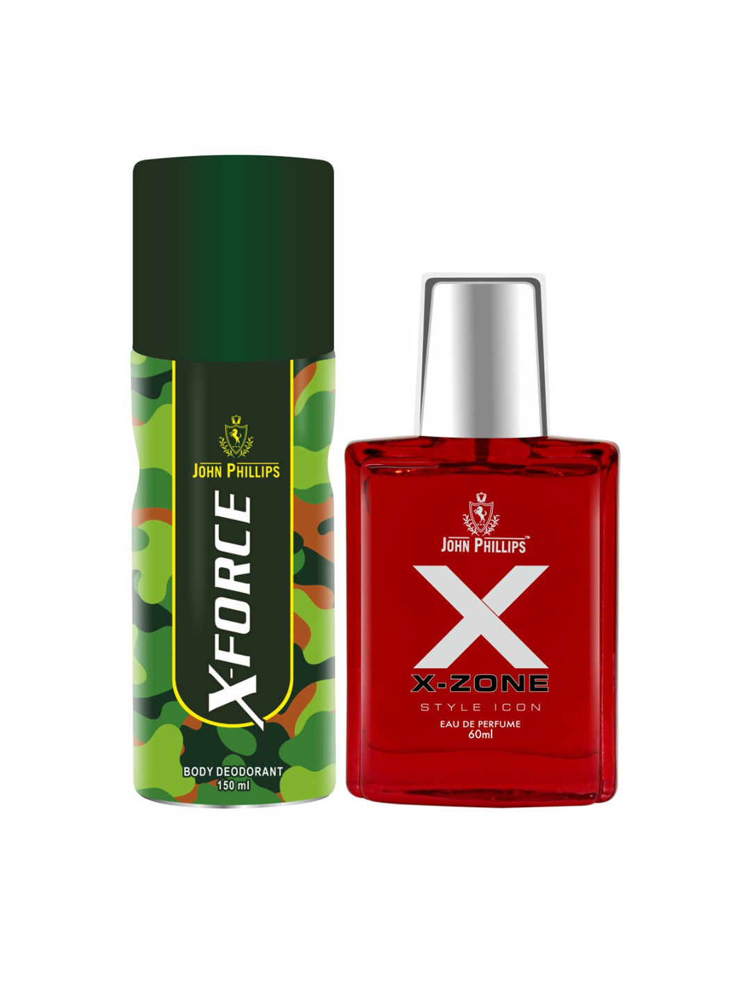 

JOHN PHILLIPS Set Of X Force Body Deodorant 150ml & XX-Zone Style Icon EDP 60ml, Red