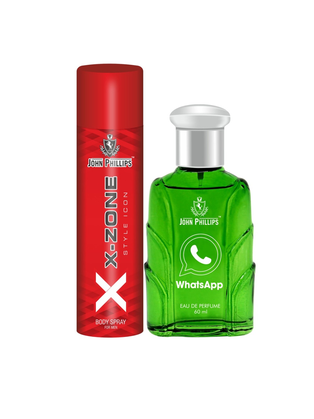 

JOHN PHILLIPS Set of XX-Zone Body Spray 90 ml + Whatsapp Eau De Parfum 60 ml, Green