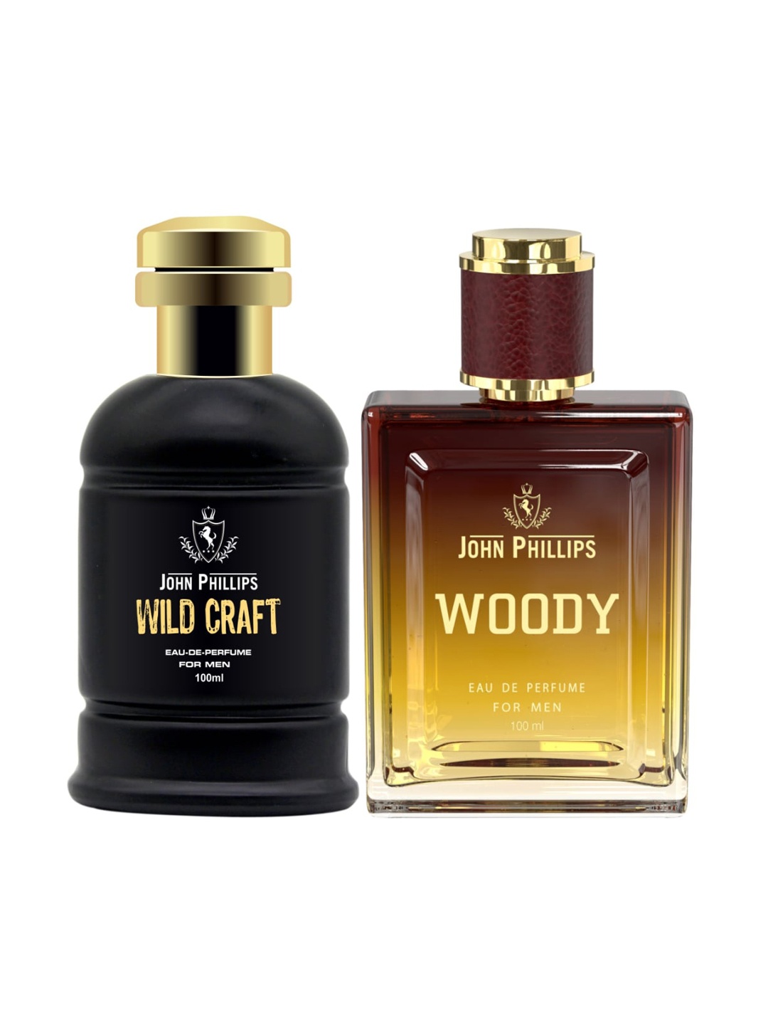 

JOHN PHILLIPS Set of Wild Craft & Woody Eau De Parfum - 100 ml Each, Black