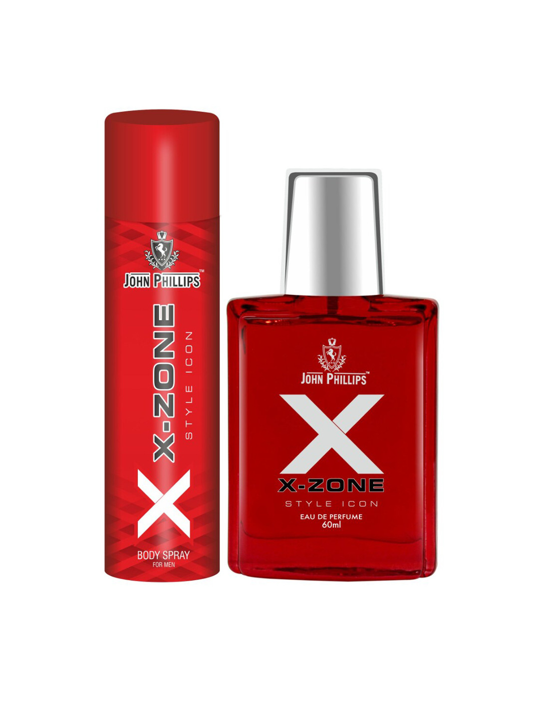 

JOHN PHILLIPS Unisex Set Of Xx-zone Style Icon Eau de Parfum & Body Spray - 60ml+90ml, Red