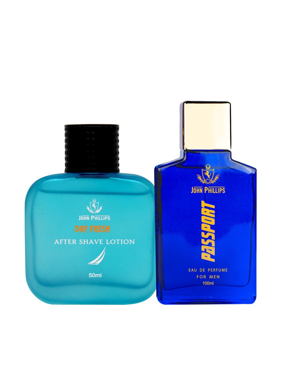 

JOHN PHILLIPS Men Set of Day Fresh After Shave Lotion 50ml + Passport Eau De Parfum 100ml, Blue