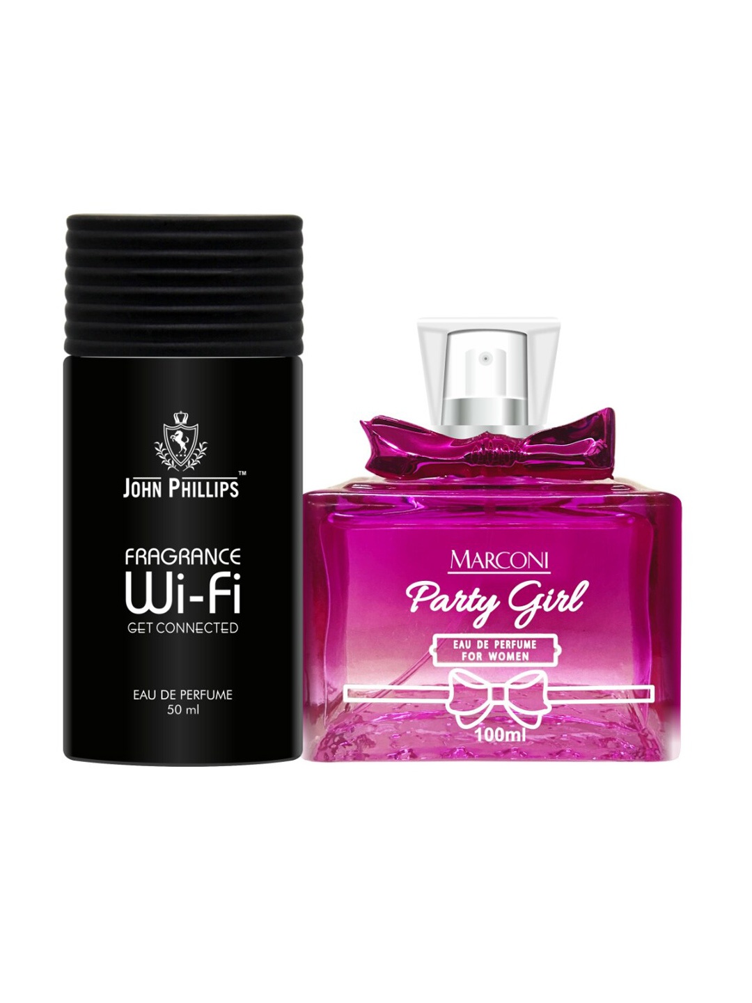 

JOHN PHILLIPS Set Of 2 Long-Lasting Eau De Parfum - Fragrance Wifi 50ml & Party Girl 100ml, Pink