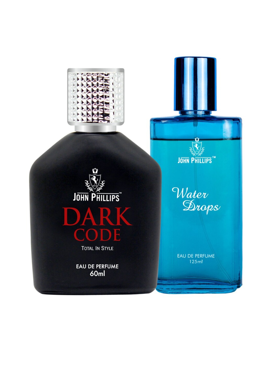 

JOHN PHILLIPS Set Of 2 Long-Lasting Eau De Parfum - Dark Code 60ml & Water Drops 125ml, Blue