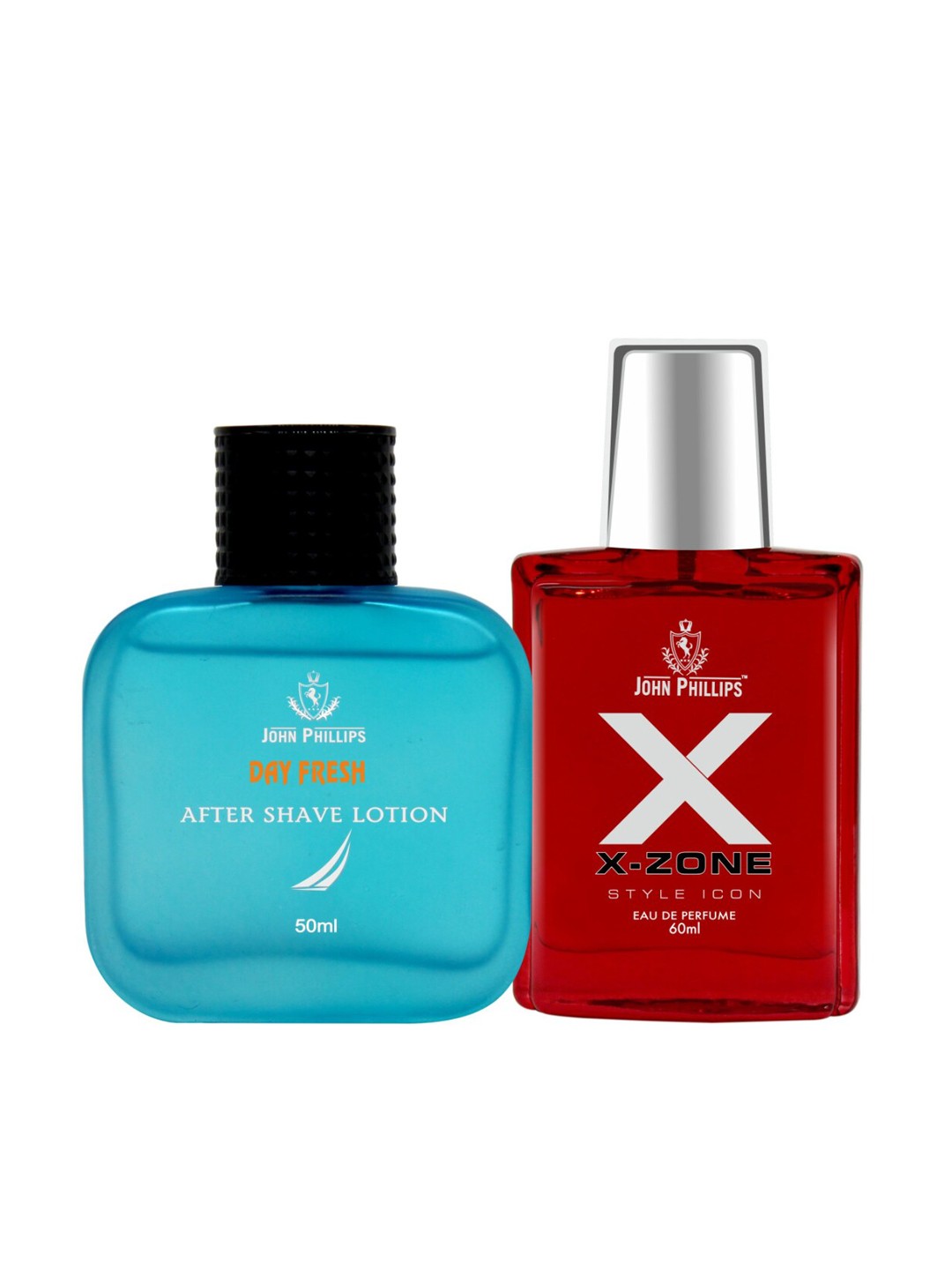 

JOHN PHILLIPS Unisex Set Of Day Fresh After Shave Lotion & XX-Zone EDP - 50ml+60ml, Red