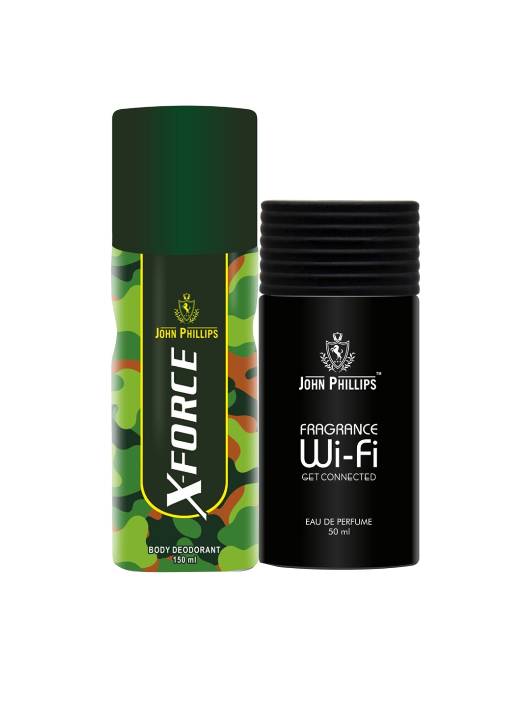 

JOHN PHILLIPS Unisex Set Of X-Force Deodorant + Wifi Get Connected EDP 50ml+150ml, Green