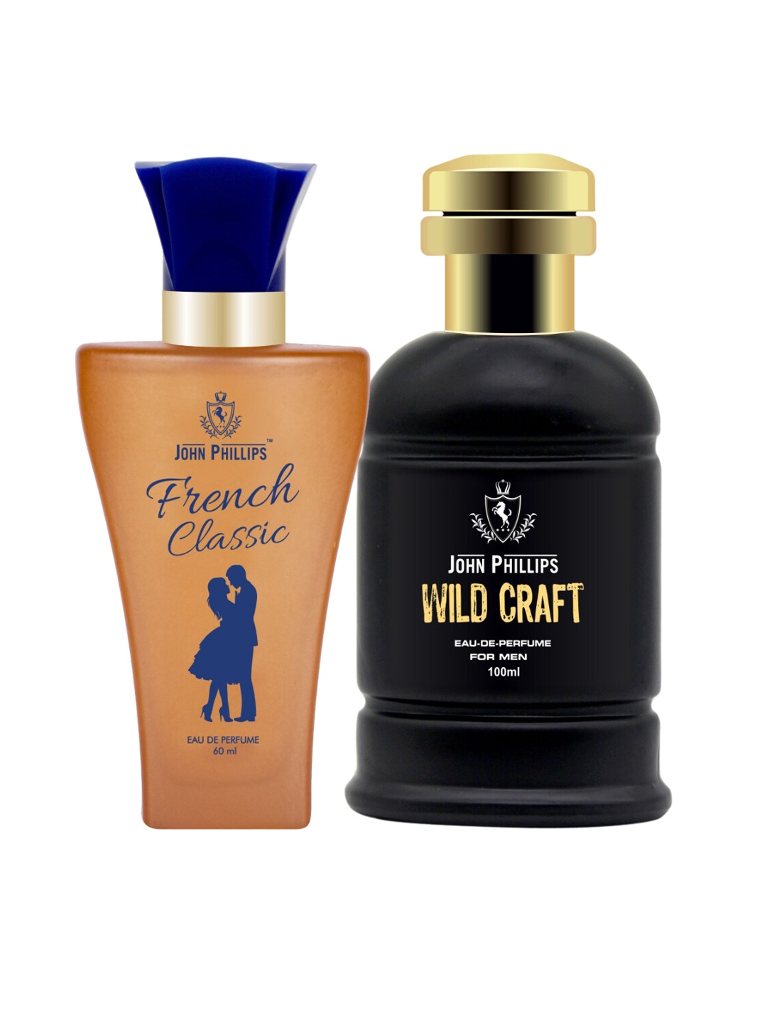 

JOHN PHILLIPS Set Of 2 Eau De Parfum - Women French Classic 60ml & Men Wildcraft 100ml, Black