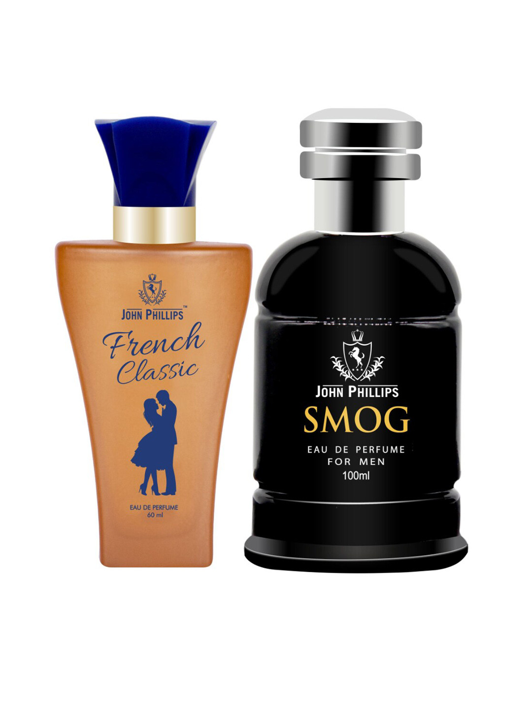 

JOHN PHILLIPS Set Of 2 Eau De Parfum - Men Smog 100ml & Women French Classic 60ml, Black