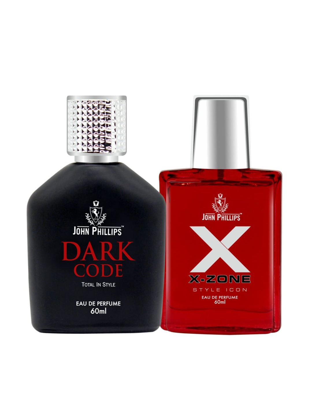 

JOHN PHILLIPS Set of Dark Code Total In Style + XX-Zone Style Icon EDP - 60 ml Each, Red