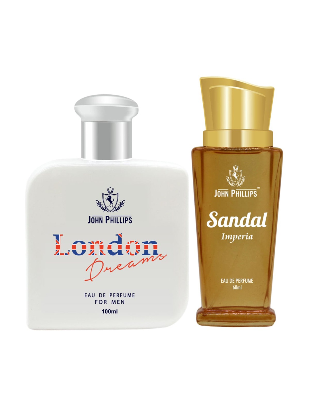 

JOHN PHILLIPS Set of 2 Long Lasting Eau De Parfum - London Dreams 100 ml & Sandal 60 ml, White