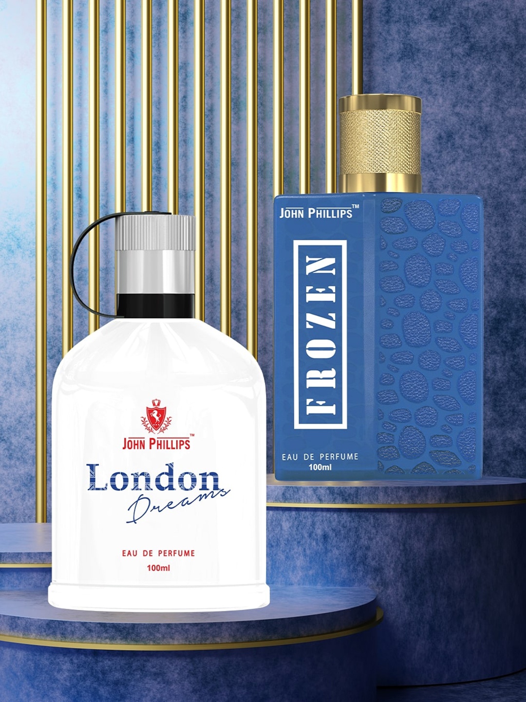 

JOHN PHILLIPS Unisex Set Of Frozen & London Dreams Eau De Parfum 100 ml Each, Blue