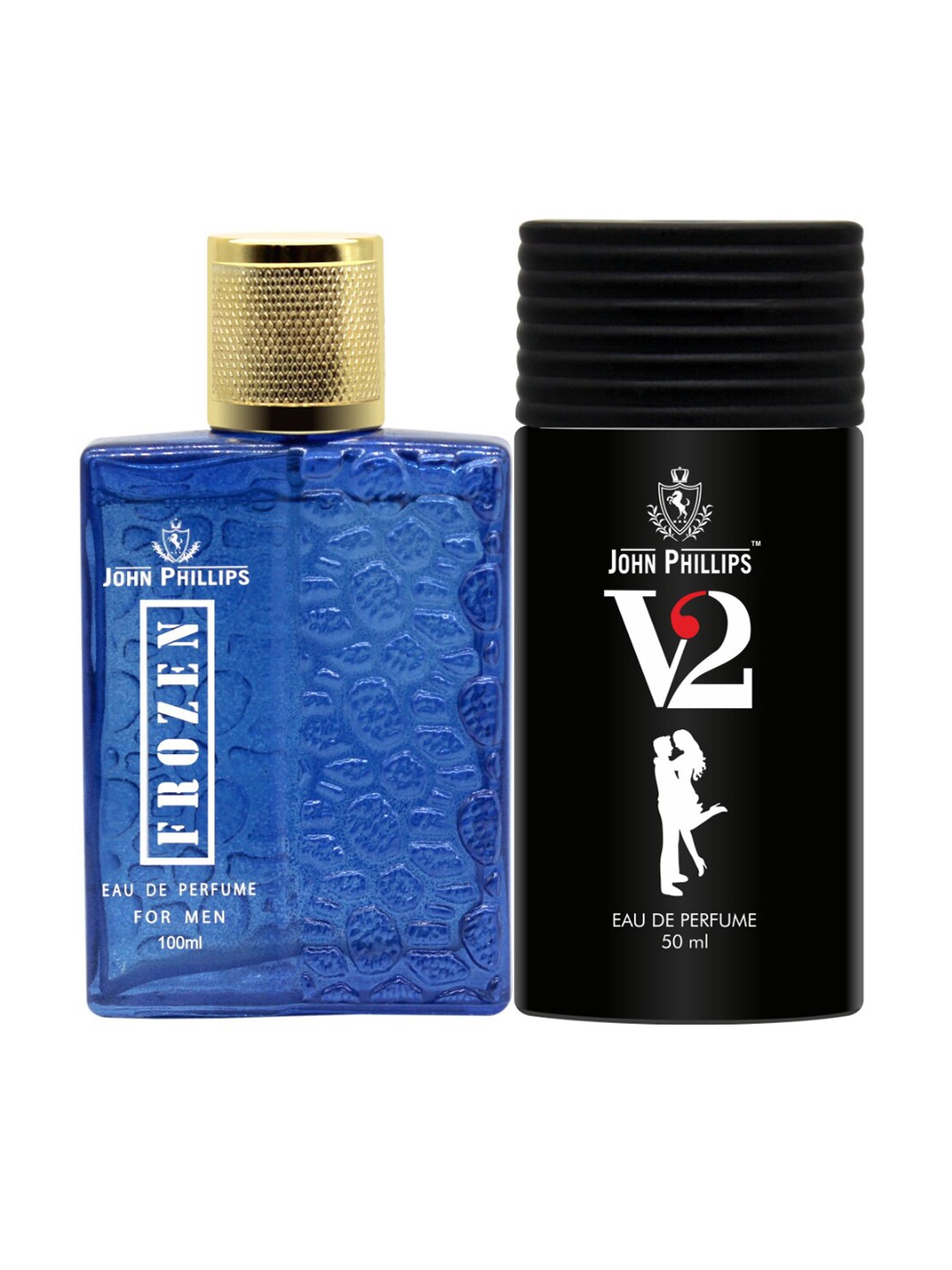 

JOHN PHILLIPS Unisex Set Of Frozen & V2 Eau De Parfum - 100ml+50ml, Blue