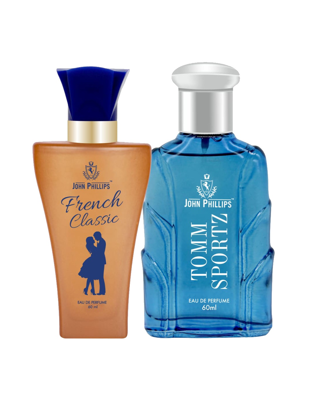 

JOHN PHILLIPS Unisex Set Of French Classic & Tomm Sportz Eau De Parfum - 60ml Each, Blue