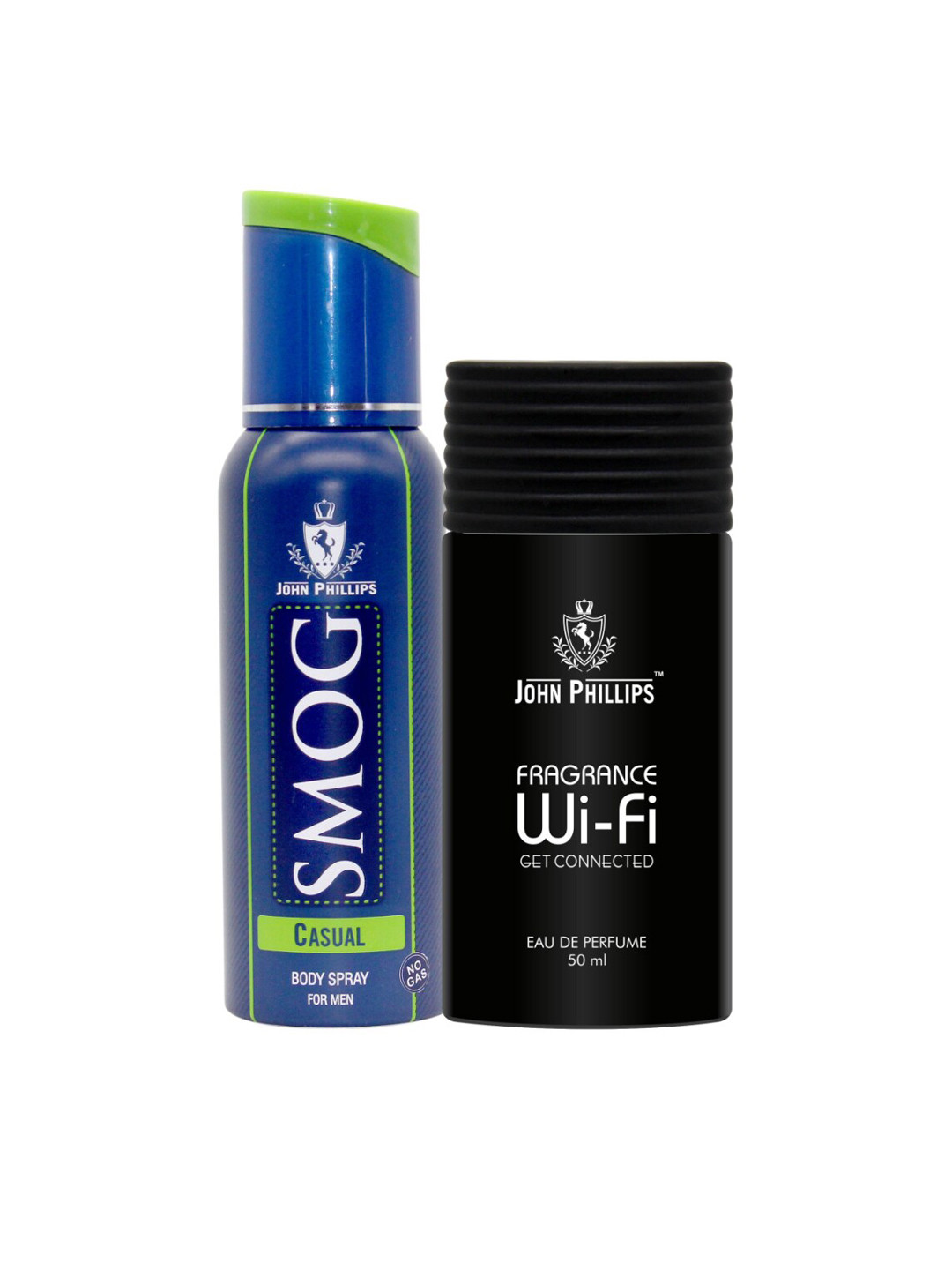 

JOHN PHILLIPS Set of V2 Eau De Parfum - 50 ml & Smog Casual Deodorant - 120 ml, Black