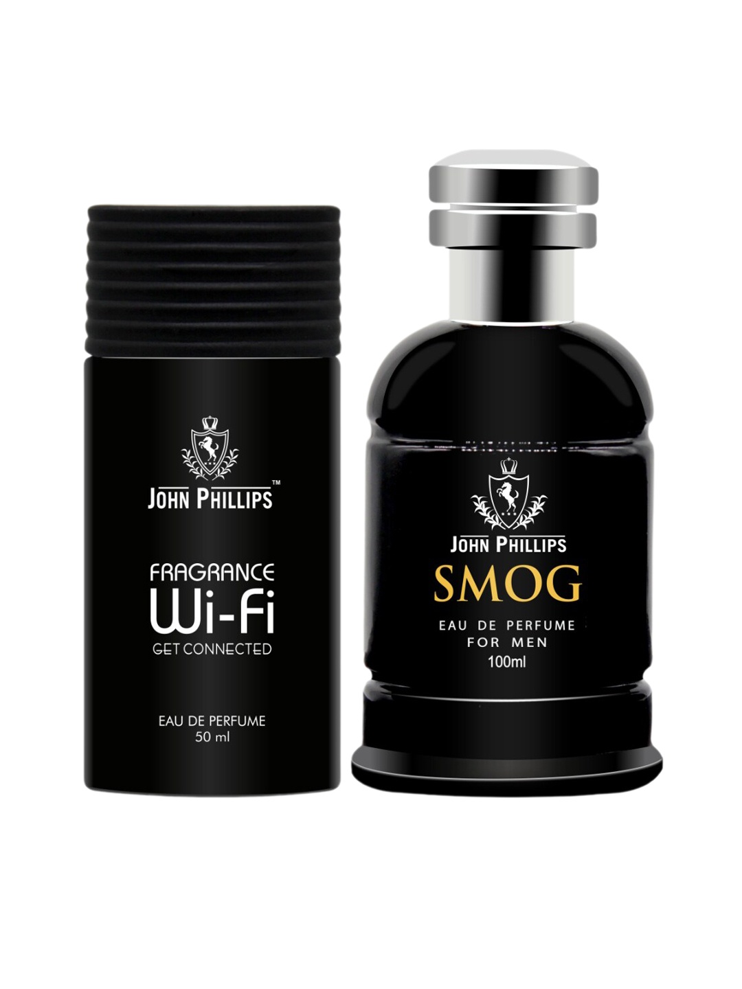 

JOHN PHILLIPS Set of 2 Eau De Parfum - Fragrance Wifi 50 ml & Men Smog 100 ml, Black