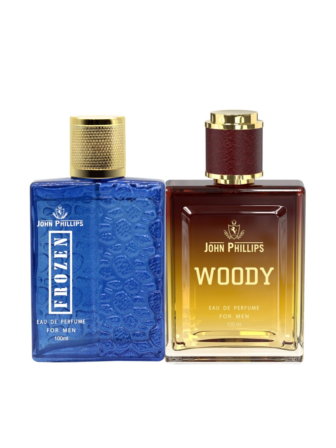

JOHN PHILLIPS Men Set of 2 Eau De Parfum 100 ml Each- Frozen & Woody, Blue