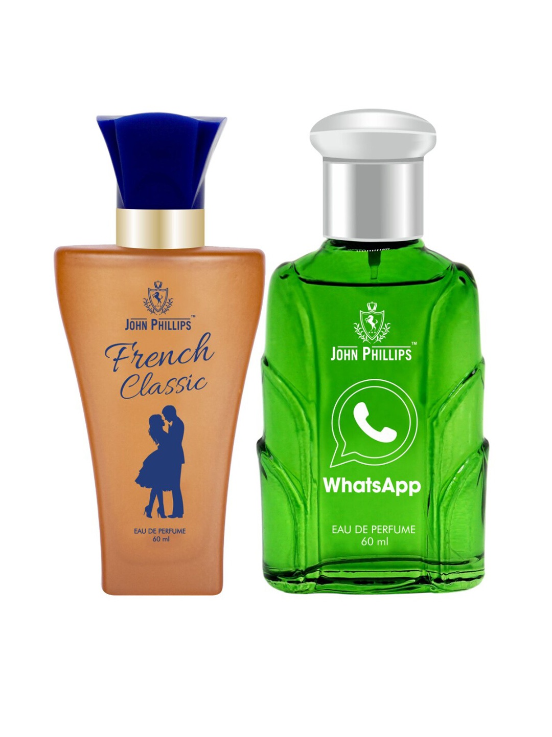 

JOHN PHILLIPS Set of 2 Eau De Parfum 60 ml Each - French Classic & Whatsapp, Green