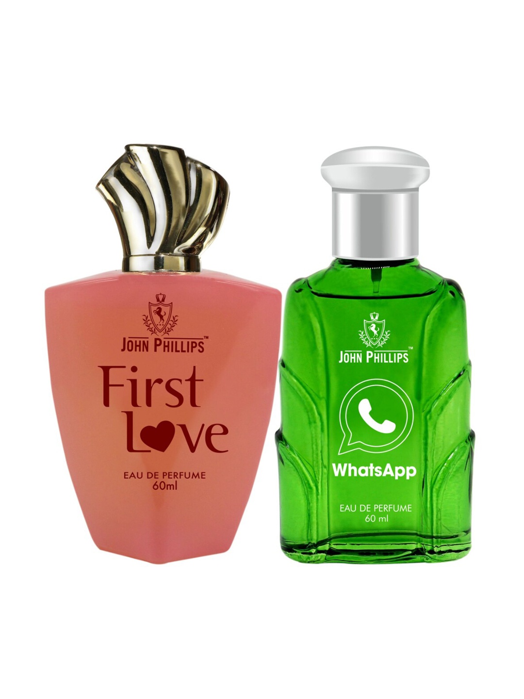 

JOHN PHILLIPS Set of 2 Long Lasting Eau De Parfum - Whatsapp & First Love - 60 ml each, Red