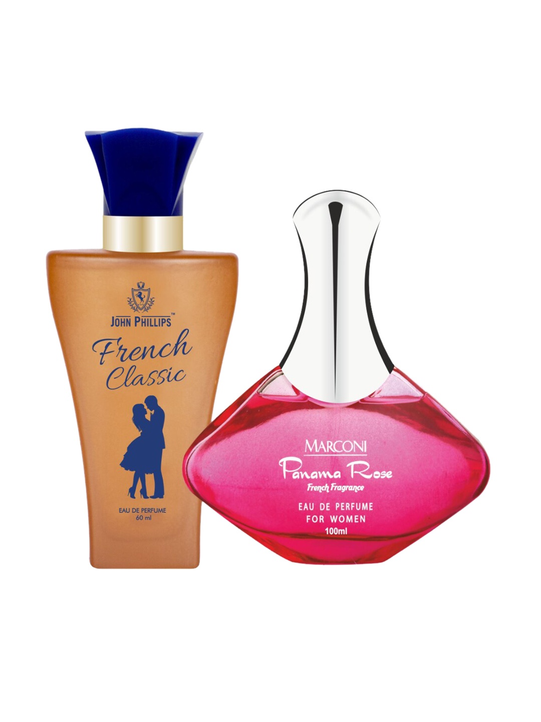 

JOHN PHILLIPS Set of 2 Long Lasting Eau De Parfum- French Classic 60ml & Panama Rose 100ml, Pink